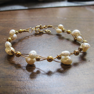 Freshwater Pearl & Gold Bracelet