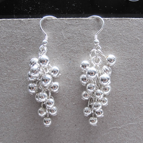 Silver-Dipped Grape Cluster Earrings