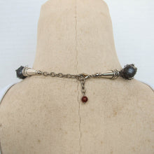 Load image into Gallery viewer, Hand-Knit Wire Tube Necklace with Jumbo Silver &amp; Matte Black Beads