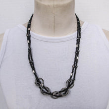 Load image into Gallery viewer, Floating Rings Black &amp; Silver Beaded Necklace