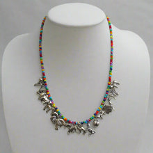 Load image into Gallery viewer, Rainbow Confetti Seed Bead Necklace with Animal Charms