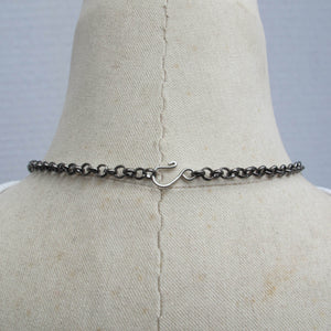 Victorian-Inspired Gunmetal Chain Necklace with Elegant Medallion Accents