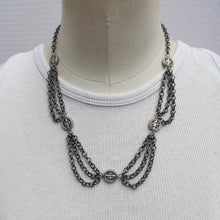 Load image into Gallery viewer, Victorian-Inspired Gunmetal Chain Necklace with Elegant Medallion Accents