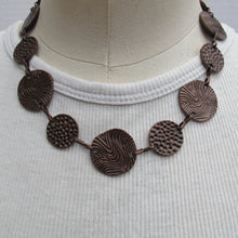 Load image into Gallery viewer, Textured Antique Copper Disc Necklace