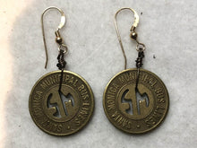 Load image into Gallery viewer, Santa Monica Bus Token Earrings, Historic Earrings, Unique Handmade Earrings, Gift for Women, Vintage Jewelry