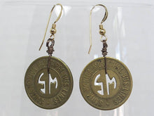 Load image into Gallery viewer, Santa Monica Bus Token Earrings, Historic Earrings, Unique Handmade Earrings, Gift for Women, Vintage Jewelry